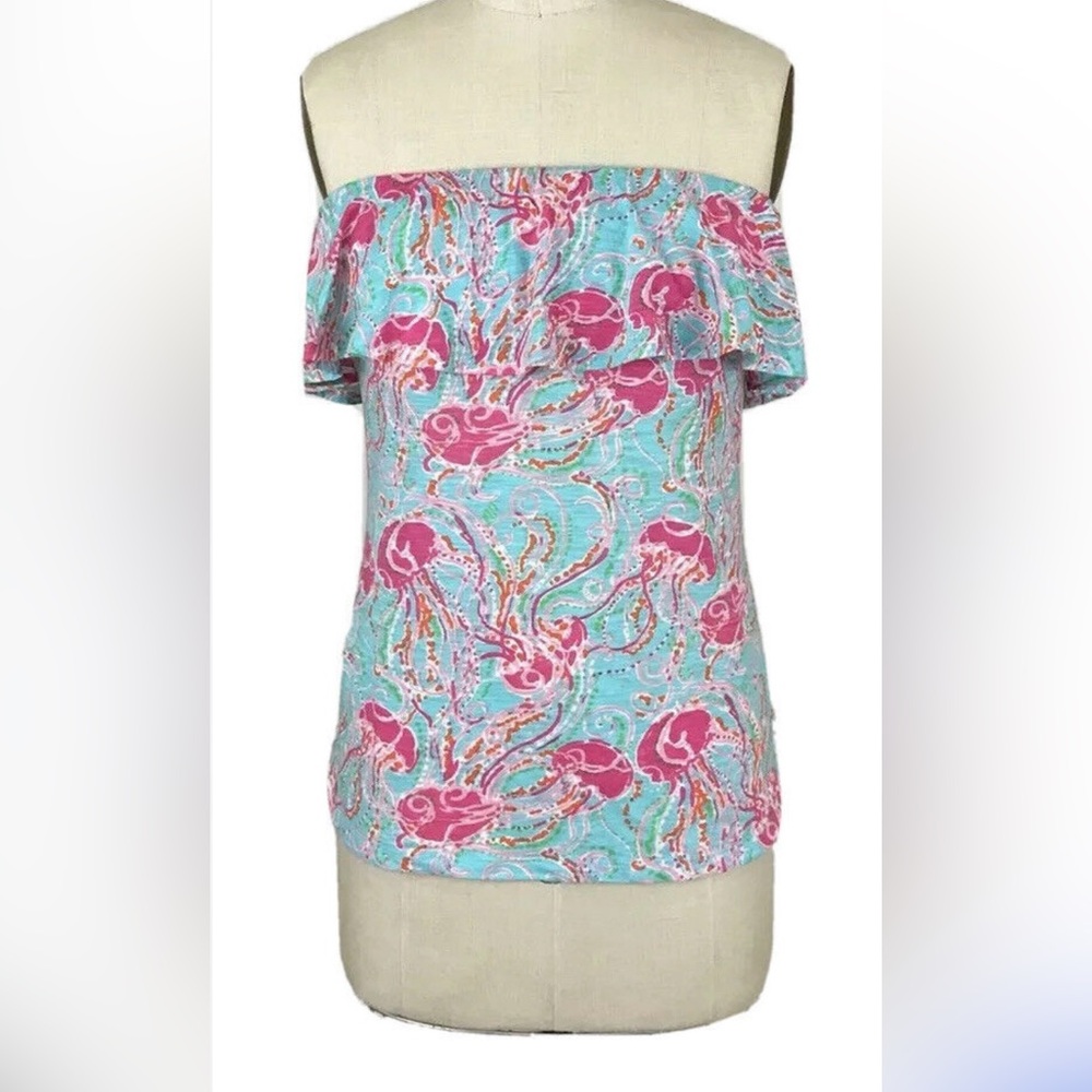 Lilly Pulitzer Wiley Ruffle Tube Top Jellies Be Jammin Size XS